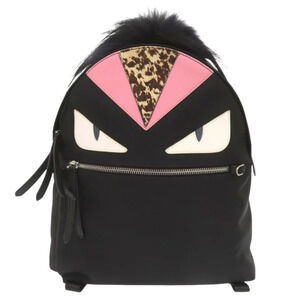 Fendi Bag Bugs Monster Fox Fur Calf Hair Black Backpack Daypack